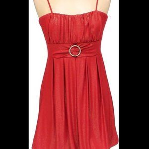 Sparkle Red Stretch Sleeveless Dress w/Empire Waist - size L